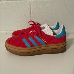 Adidas Gazelle Red with Blue Stripes